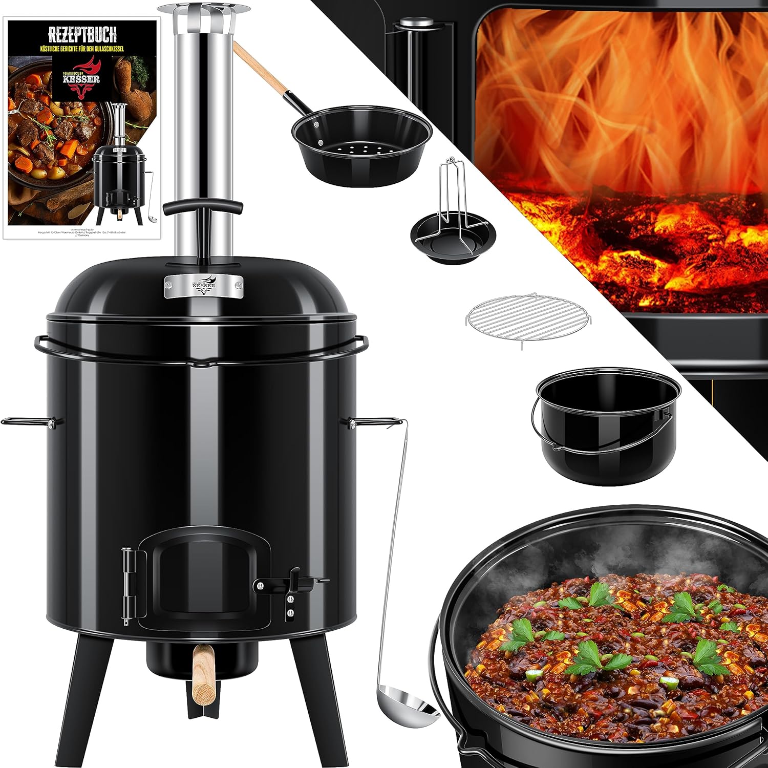 KESSER® Goulashketel - Goulashpot - Kookpot - Geëmailleerd - Zwart