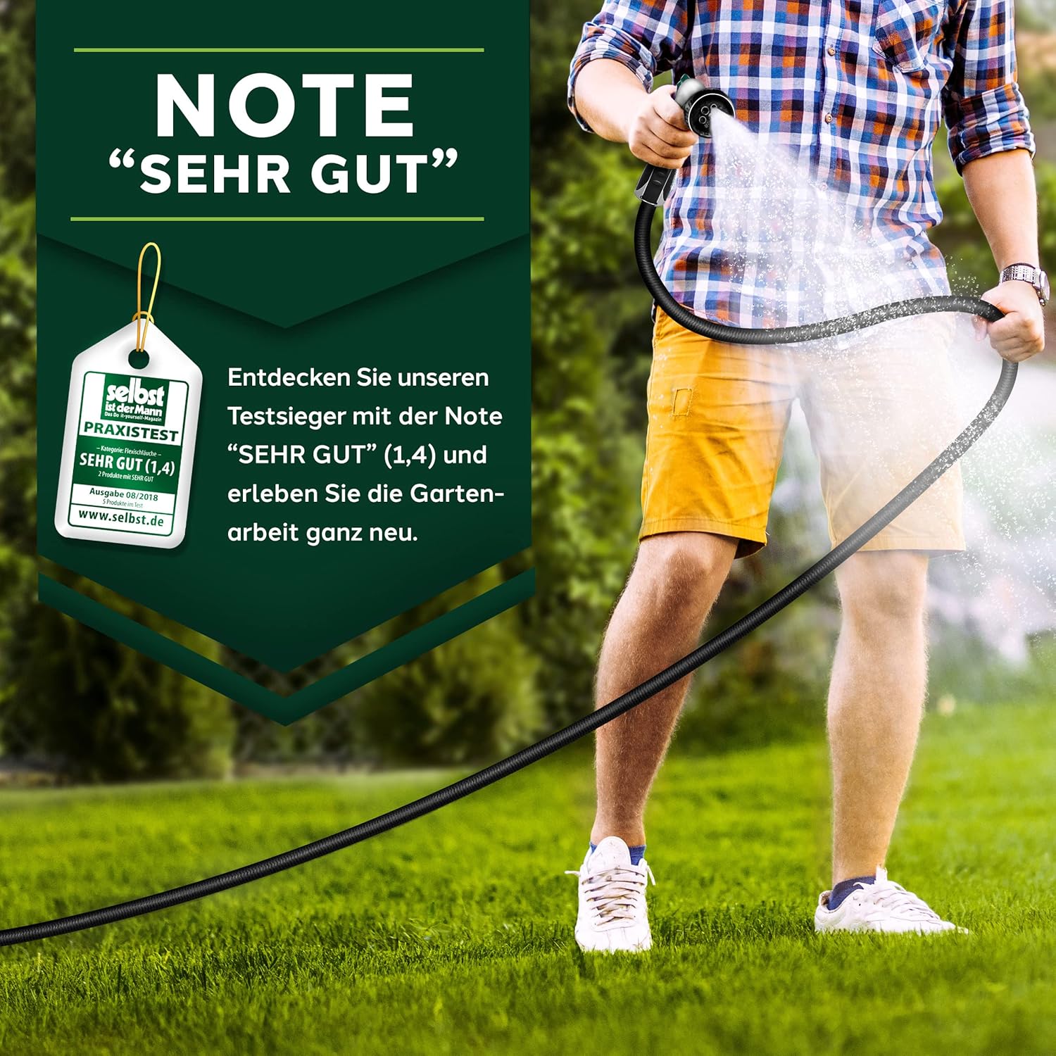 Flexibele Tuinslang - Inc. sproeikop - 15 meter - Zwart