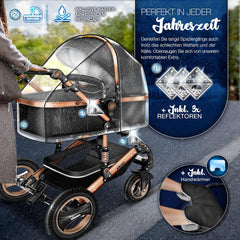 Kinderwagen 3 in 1 - Buggy - Wandelwagen - Kinderbuggy - Champagne - KIDUKU®