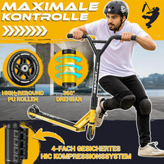 Stuntstep - Voor kinderen en volwassenen - Vouwbaar - Goud - RE:SPORT