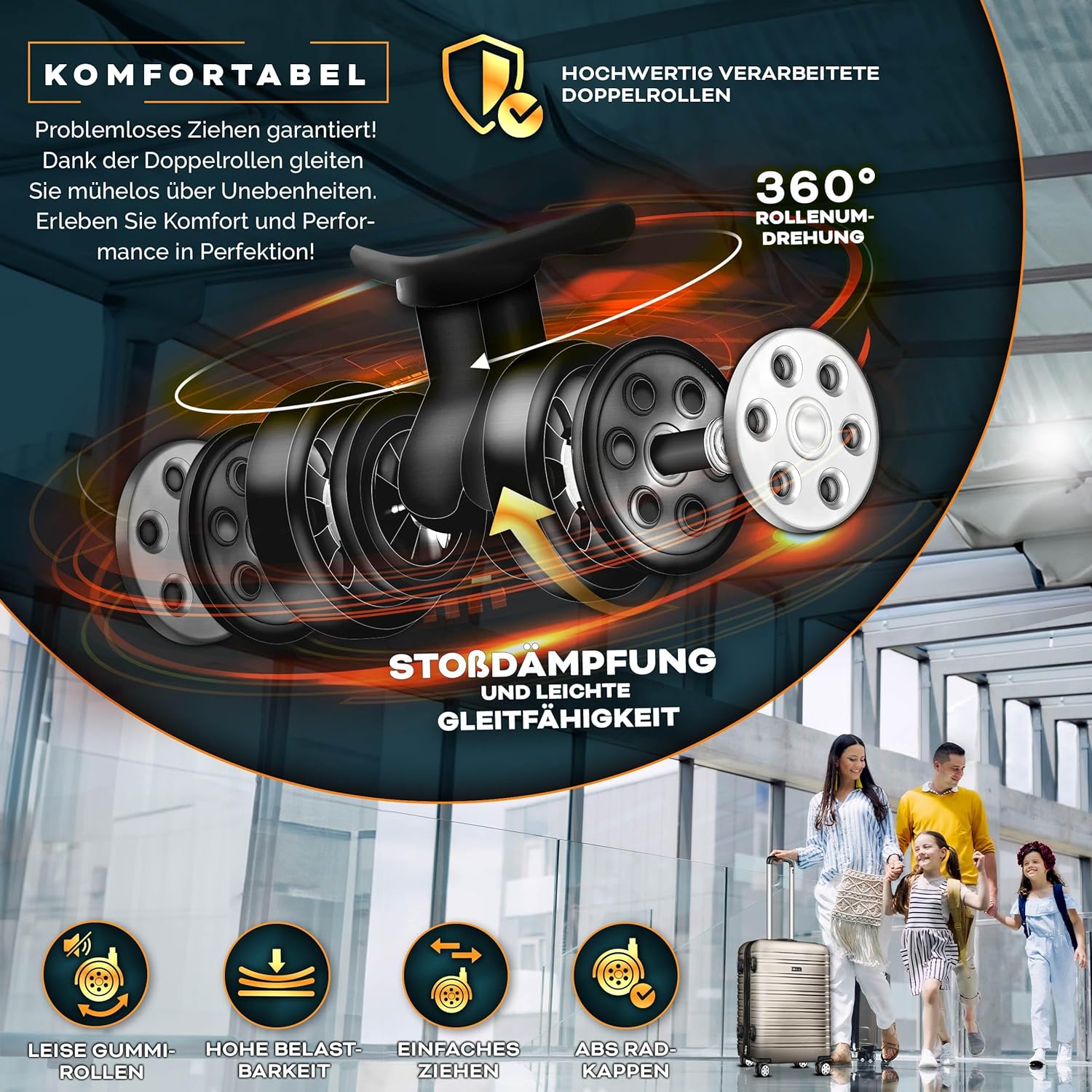 Kofferset - 3 delig - Trolley - Reiskofferset - Champagne - Tillvex®