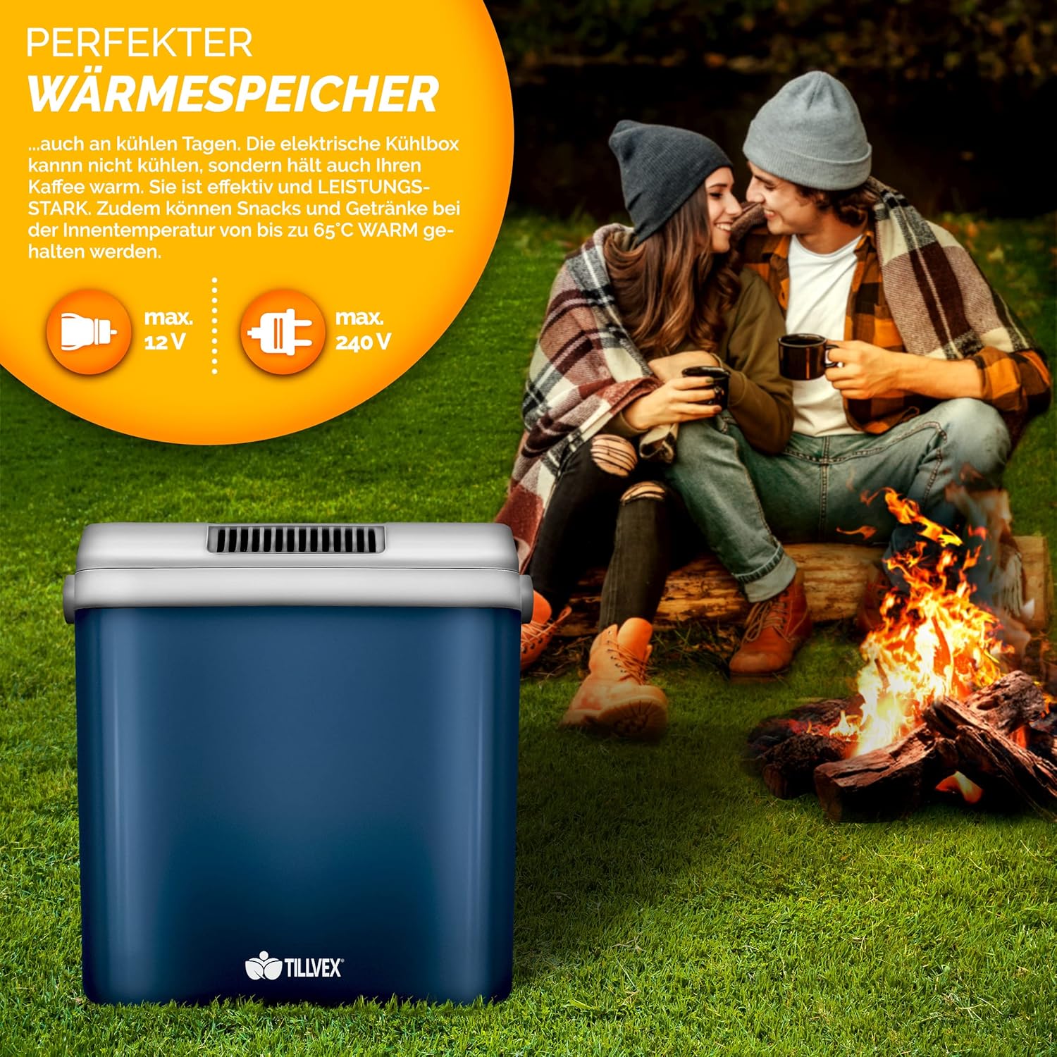 Tillvex® Elektrische Koelbox – 32L – 12V&  230V Stekker – Blauw