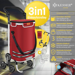 KESSER® Boodschappentrolley - Boodschappenwagen - 56L - tot 50kg  - Rood