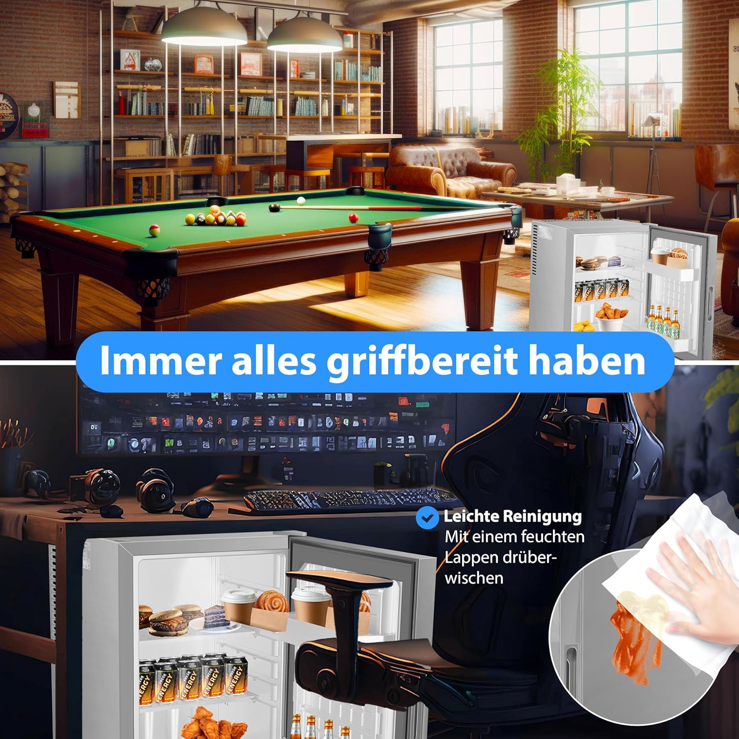 KESSER® Koelkast Tafelmodel - 40L - Mini Koelkast - Grijs