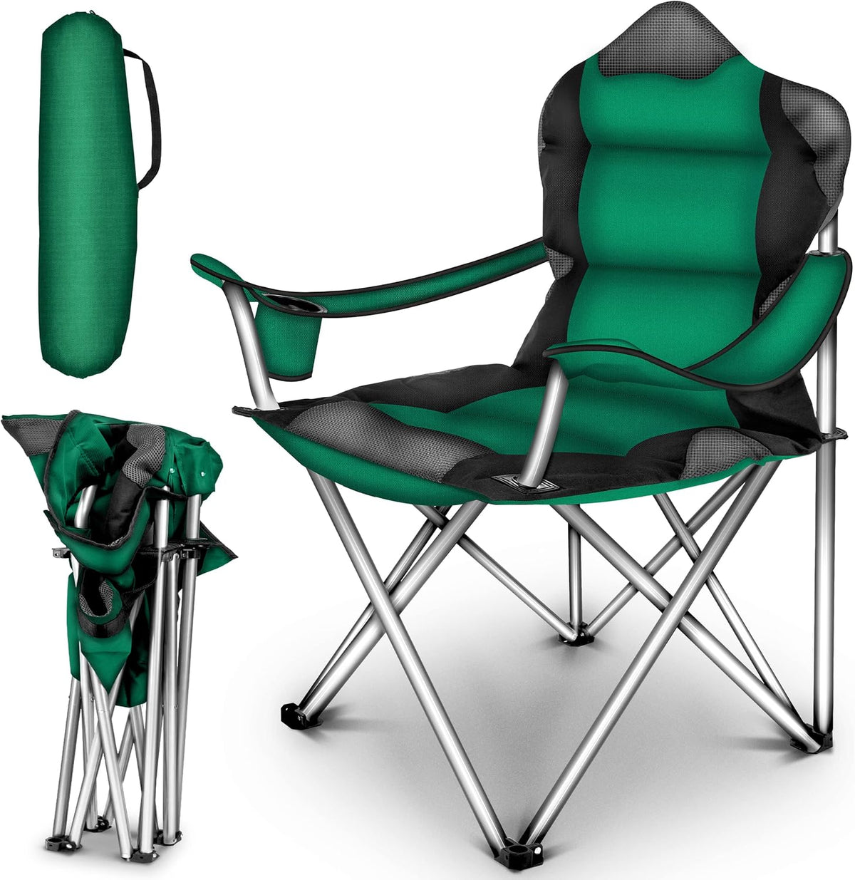 TRESKO® Campingstoel - Visstoel - Vouwstoel - Groen