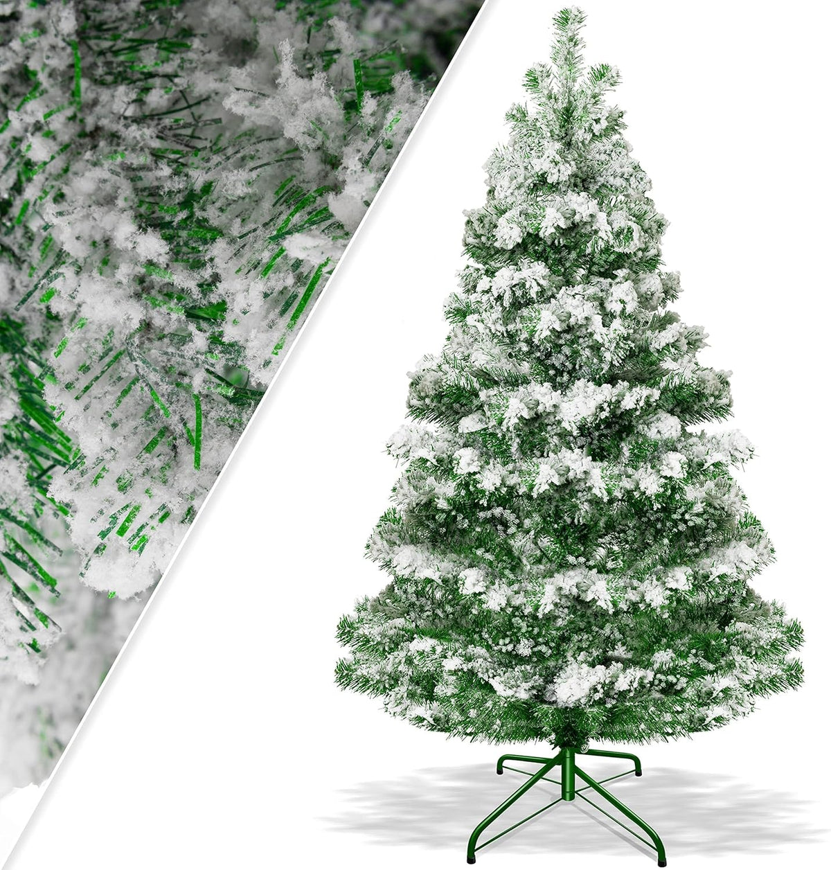 KESSER® Kunstkerstboom, 180 cm met 588 takpunten, dennenboom, kunstmatige edelspar snel op te bouwen, incl. kerstboomstandaard, kerstdecoratie – sneeuw 1,8 m