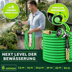 Flexibele Tuinslang - Inc. sproeikop - 22,5 meter - Groen - TRESKO
