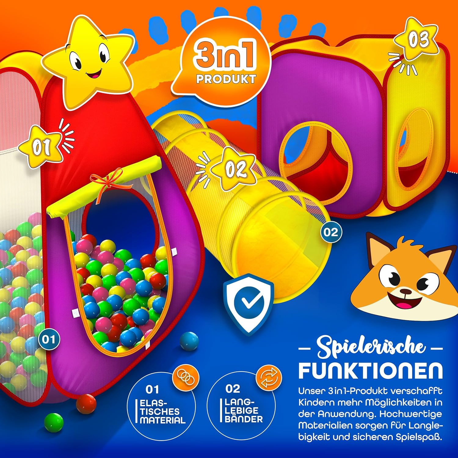KIDUKU® Speeltent - Kindertent - Speelhuisje - Kleurrijk