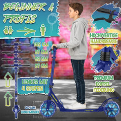 RE:SPORT® Citystep voor kinderen en volwassenen met led, bel en draagriem | Kickscooter step incl. handrem & dubbele vering | Citystep in hoogte verstelbaar & inklapbaar