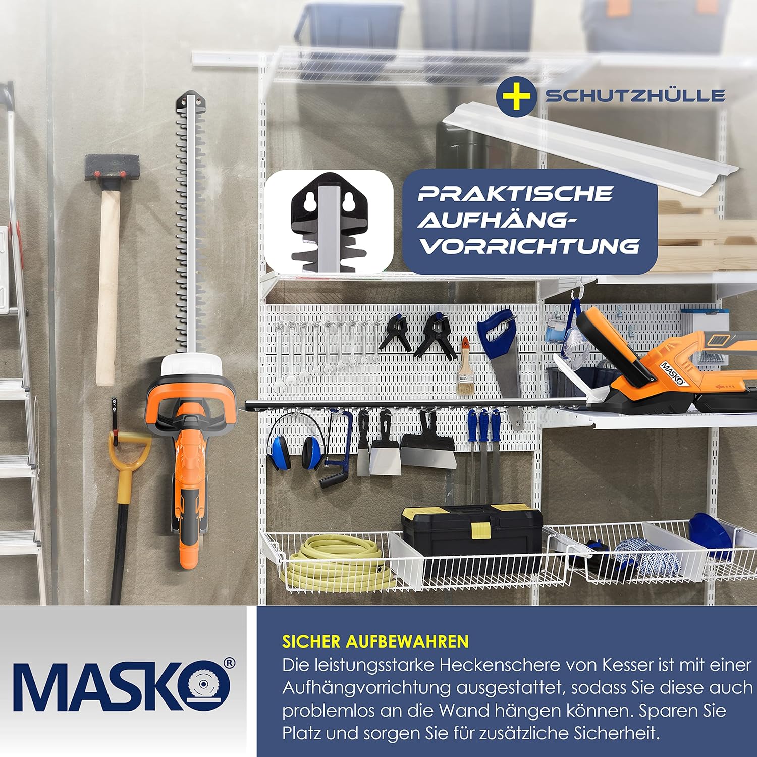 MASKO® Accu Heggenschaar - 57cm snijlengte - Oranje