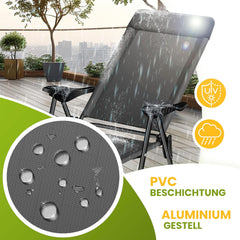 Tuinstoelen verstelbaar - Ligstoel - Set van 2 - Antraciet - KESSER®