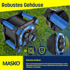 Masko® Kabelhaspel 40m - Verlengkabel - IP44 - Blauw