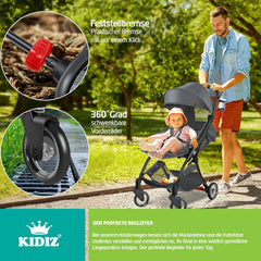KIDIZ® Kinderwagen - Wandelwagen - Kinderbuggy - Antraciet