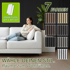 Wandpanelen - Akoestische panelen - Lattenwand - 2 stuks - 120x60 cm - Zwart - TRESKO