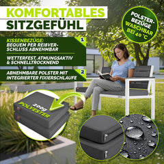 Tuinbank - Weerbestendig - 3-4 personen - 130 cm - Antraciet/Wit - Tillvex