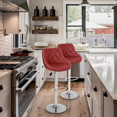 Barkrukken set van 2 - Barstoel met rugleuning - Barkruk - Barstoelen - Rood - TRESKO®