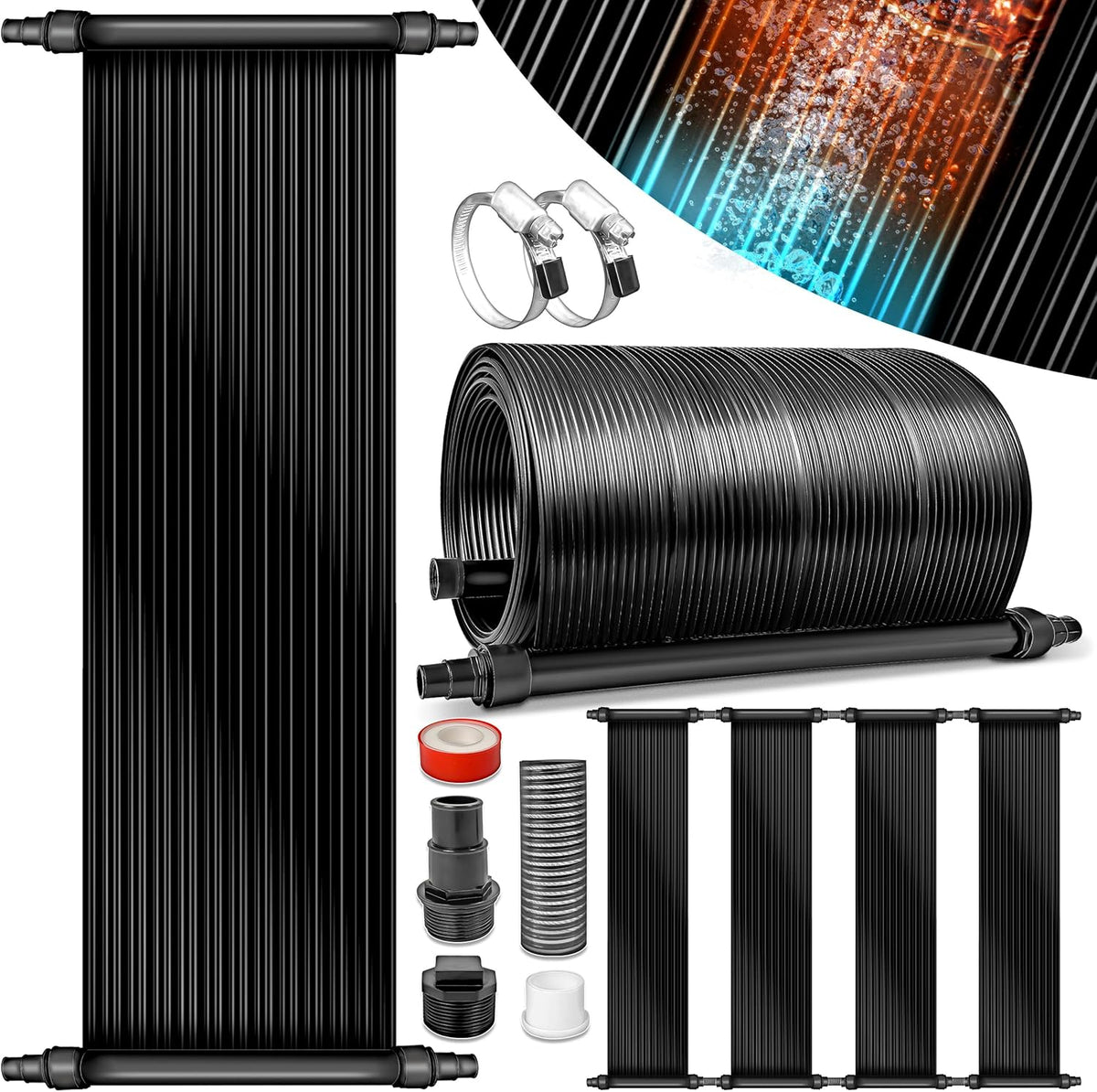 Tillvex® Solar mat - Zwembadverwarming - 60x600cm - Zwart