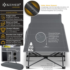 Veldbed - 1 Persoons - Kampeerbed - Stretcher - Grijs - Kesser®