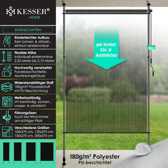 Klemluifel - Balkon luifel - Verticale luifel - 120 x 310 cm - Grijs - KESSER®