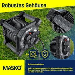 Masko® Kabelhaspel 30m - Verlengkabel - IP44 - Zwart •