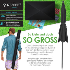 KESSER® Parasol LED Solar - Verstelbaar - Buigbaar - Zwart