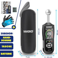 MASKO® Vochtmeter vochtmeter muur vloer, hout & bouwmaterialen dekvloer beton gips niet-destructieve meting pin-type vochtmeter HD-display, alarm, zaklamp en gegevensopslagfunctie