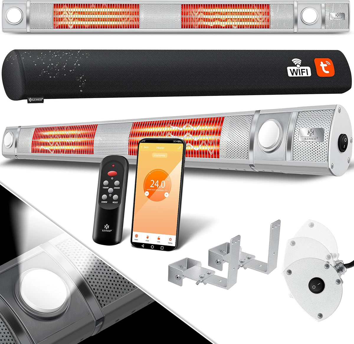 Infrarood Verwarming - Terrasverwarmer - Elektrische Heater - Zilver - KESSER®