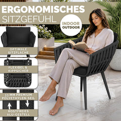 tillvex® Tuinstoel, 1 stuk, weerbestendig, met armleuning, outdoorstoelen tot 160 kg belastbaar, tuinstoelen, uv-bestendig, terrasstoel, fauteuil, tuinmeubelen, terras, balkon, tuin