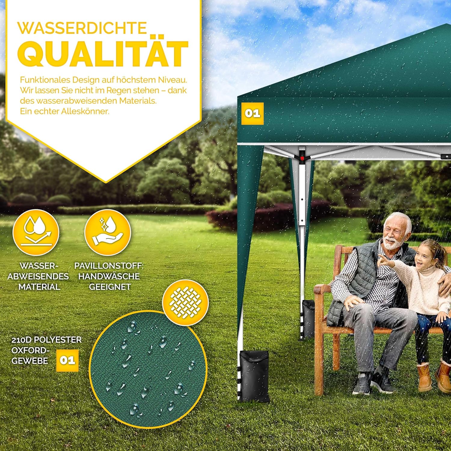 Tillvex® Partytent - 3x3m - Paviljoen - Easy Up - Groen