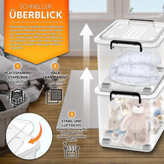 Opbergdozen met deksel - 4x42L - Transparant - Tillvex