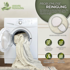 sinnlein® Elektrische deken met automatische uitschakeling, 180 x 130 cm, elektrische warmtedeken met 9 temperatuurniveaus, knuffeldeken, wasbaar, bed, bank, elektrische deken, beige