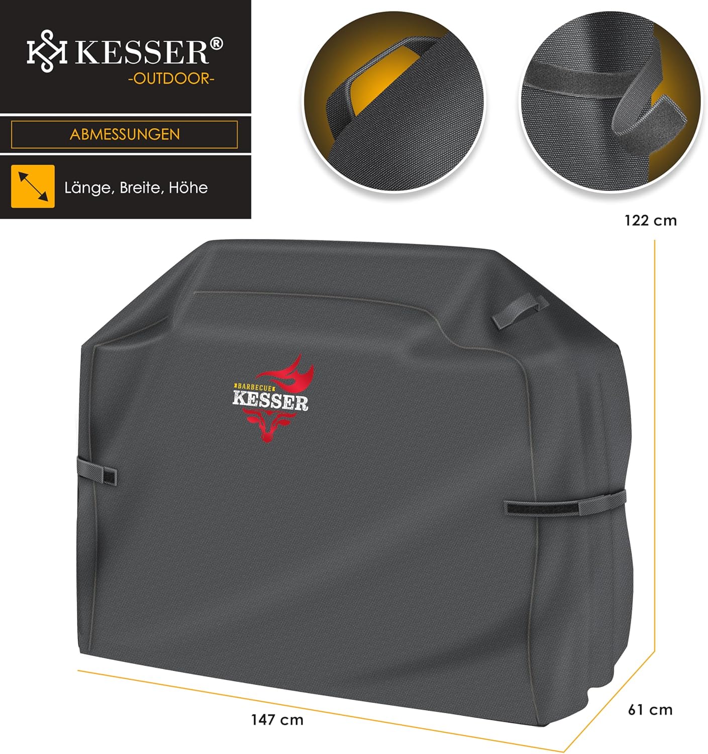 KESSER® Barbeque Hoes - Scheurbestendig - 147x61x122cm - Antraciet