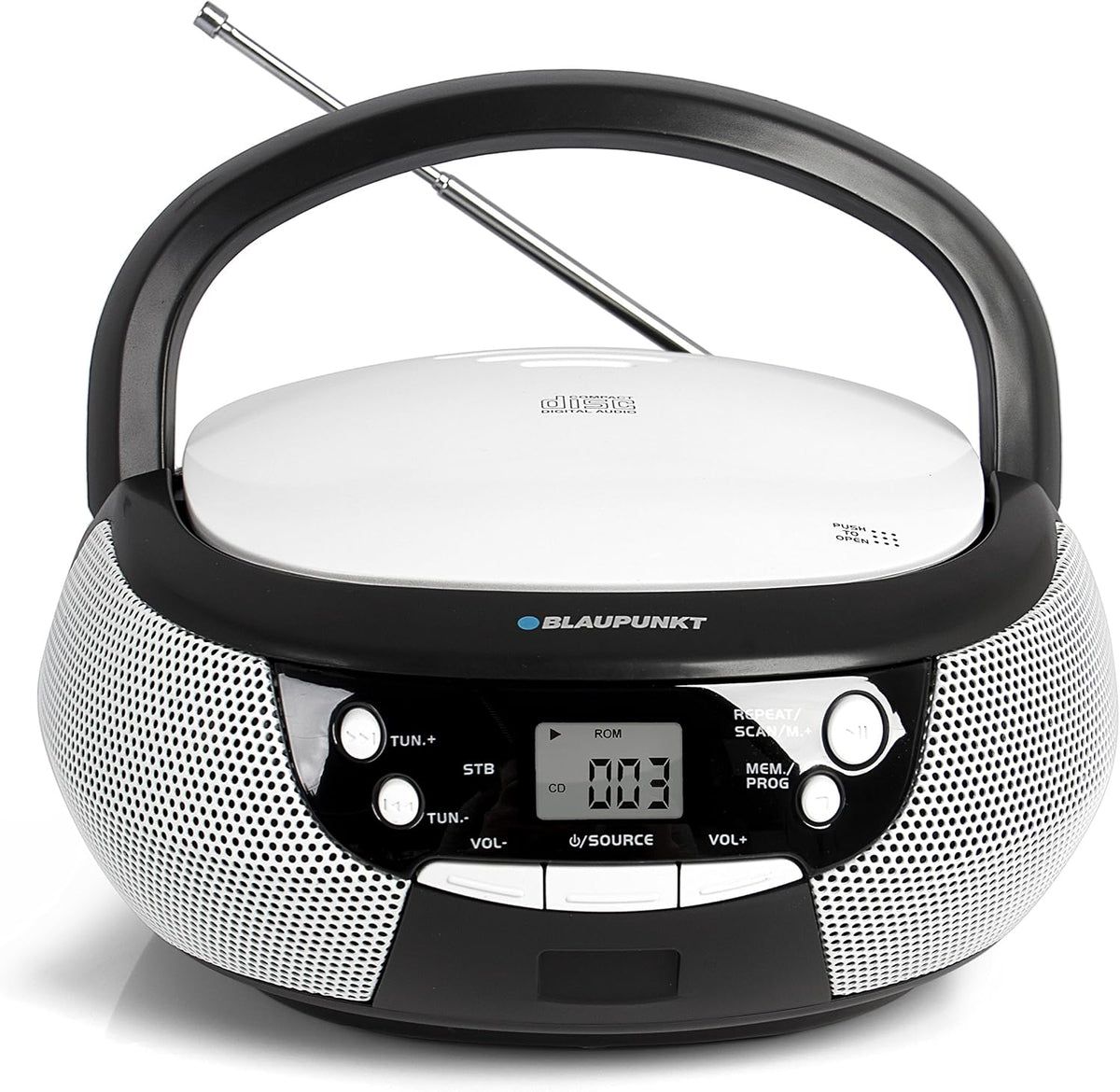 Blaupunkt B 3 PLL Boombox met FM-PLL-radio, cd-speler, AUX IN, stereo-luidsprekers, lcd-display, voeding en batterijvoeding, kindercd, zwart •