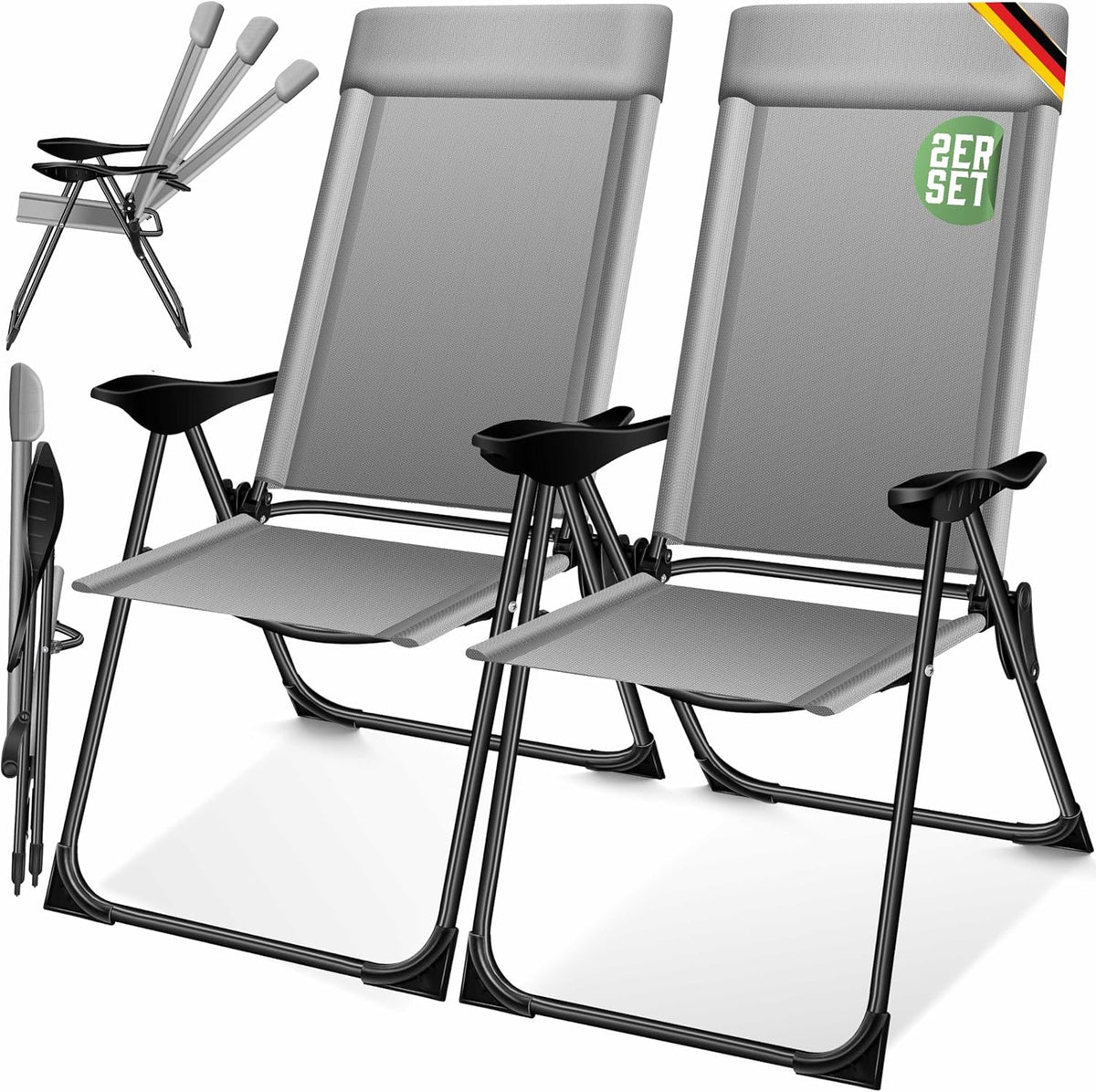 KESSER® Tuinstoel Opklapbaar - Set van 2 - Antislip - Grijs