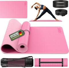 Yogamat - Fitness mat - Sportmat - Yoga mat extra dik - 183x61 cm - Roze - RE:SPORT