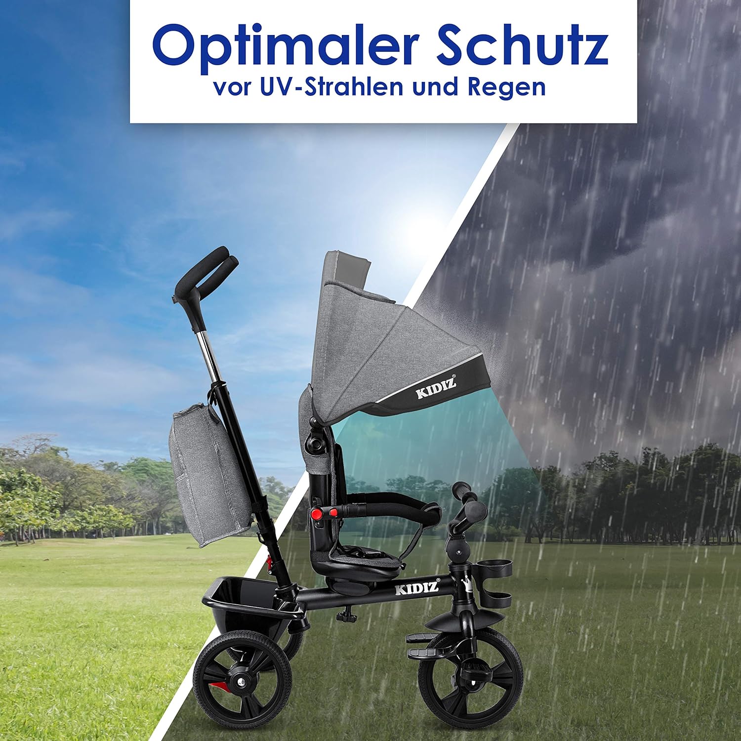 KIDIZ® 5in1 Kinderfiets - Loopfiets - Driewieler - Grijs •
