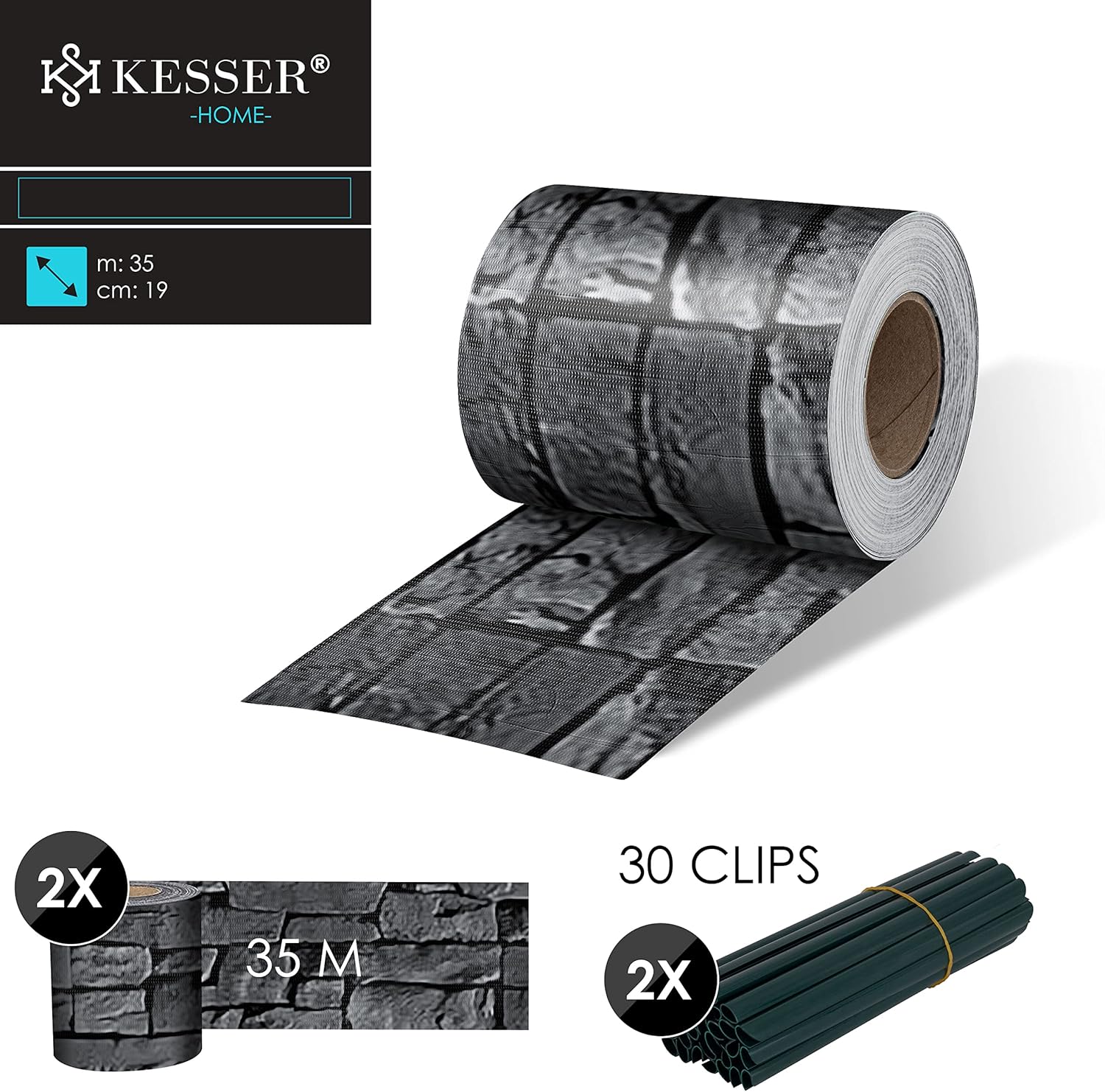 Vlechtband - Privacyfolie - Hekfolie - 70m - PVC - Grijs - KESSER®