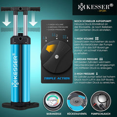 KESSER® Pro GTX Opblaasbaar SUP-board set met premium hogedrukpomp, transporttas, stand-up paddleboard, 320 x 76 x 15 cm, camhouder, surfboard, 6 inch dik, complete accessoires, 150 kg