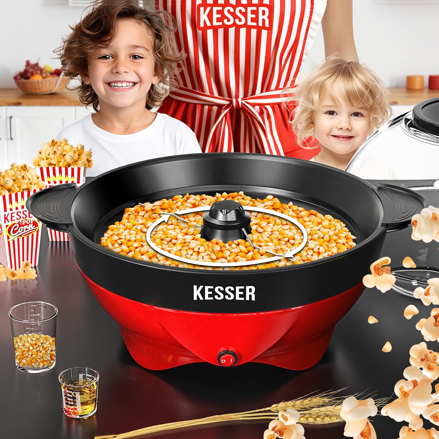 KESSER® Popcornmachine - Popcornmaker - 800W - 5,5L - Rood