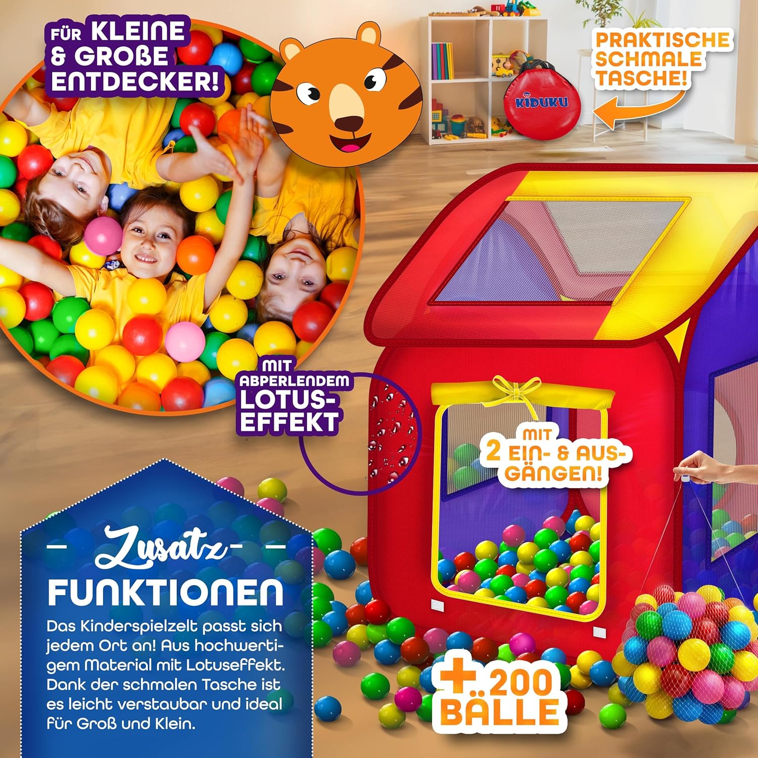 KIDUKU® Speeltent - Kindertent - Speelhuisje - Kleurrijk