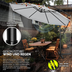 Tillvex® Parasol - Zweefparasol - Ø300cm - 360° Draaibaar - Wit