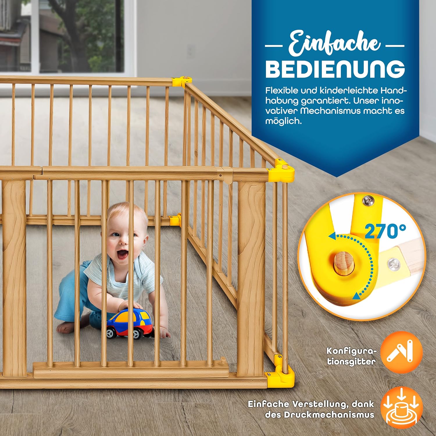 KIDUKU® XXL Babybox - Grondbox - Speelbox - Kinderbox - 7,2m - Bruin
