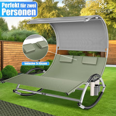 KESSER® Ligbed met zonnedak - Schommelstoel - Grijs