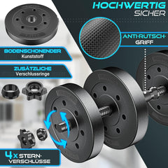 Dumbells set - Gewichten set - Halterset - Verstelbaar - 30 kg - Zwart - RE:SPORT