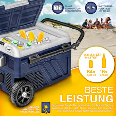 Tillvex® Elektrische Koelbox - Op accu - tot -20°C - 40L - Blauw