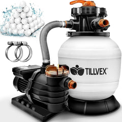Tillvex® Zandfilter - Zandfilterpomp - 13200L/u - Wit
