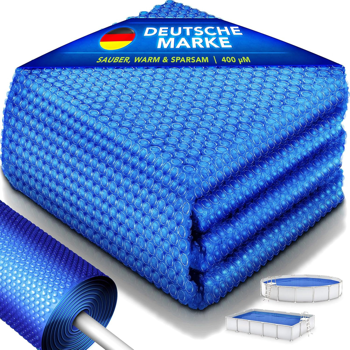 tillvex® Premium Pool Zonnezeil, 400 µm, rond, diameter 244 cm, op maat te snijden, zonnezeil, zonnezeil, zwembadverwarming, zwembadzonnezeil voor waterverwarming