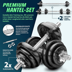 Dumbells set - Gewichten set - Halterset - Gietijzer - 20 kg - Zwart - RE:SPORT