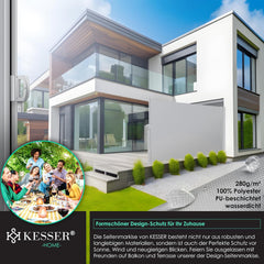 KESSER® Aluminium zijluifel, uittrekbaar en ondoorzichtig, 300 x 180 cm, tuinscherm en windscherm met oprolmechanisme voor balkon en terras, zijrolgordijn incl. regenhoes met wandhouder, grijs