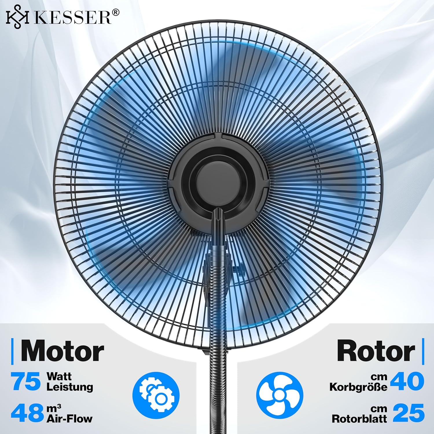 KESSER® Staande ventilator - Statiefventilator - Mist Ventilator